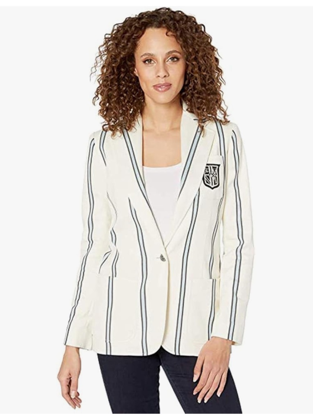 Ralph Lauren Cream Blazer with Navy Stripe
